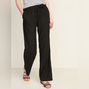 Old Navy Linen Wide Leg Pants XSP in black